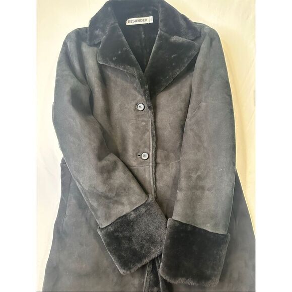 Jil Sander Authentic Women’s Black Lamb Leather Moulton Coat Made in Italy - Picture 9 of 16